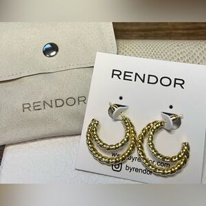 Rachel Zoe x Curateur Render Fashion Earring Yellow Gold Double Twist 1” Hoops